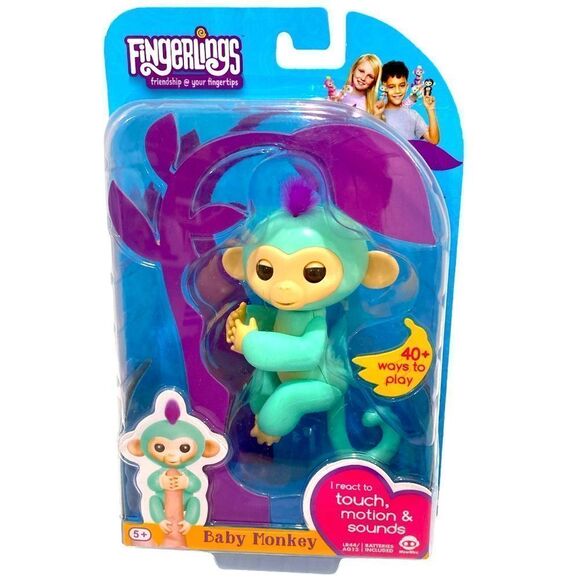 WowWee Fingerlings Interactive Pet Baby Monkey Zoe With Bonus Stand Green NWT - Picture 1 of 8
